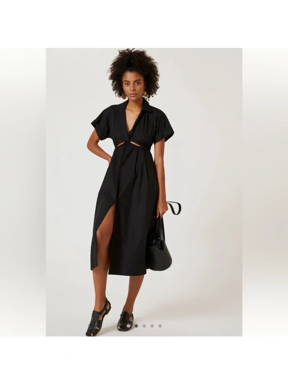 Anthropologie Black Midi Wrap Dress